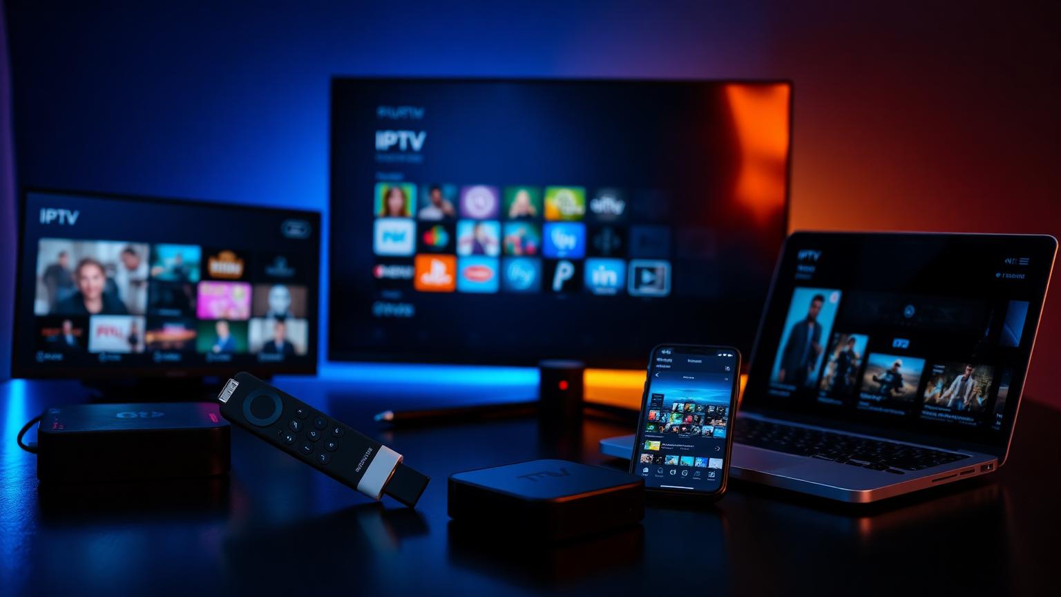 Firestick, Android box, smart TV, iPhone and laptop streaming IPTV